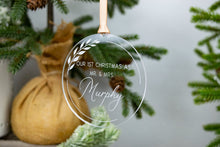Load image into Gallery viewer, Our 1st Christmas as Mr and Mrs Ornament with Last Name and Year
