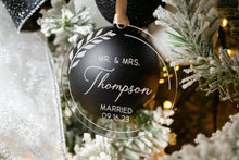 Load image into Gallery viewer, Acrylic Mr and Mrs Last Name Married Ornament with Wedding Date
