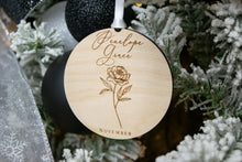 Load image into Gallery viewer, Wooden Birth Month Flower Ornament - Personalized Christmas Ornament for Mom and Grandmothers

