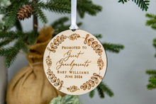 Load image into Gallery viewer, Wood Promoted to Great Grandparents Personalized Christmas Ornament - Whimsical Wreath Ornament
