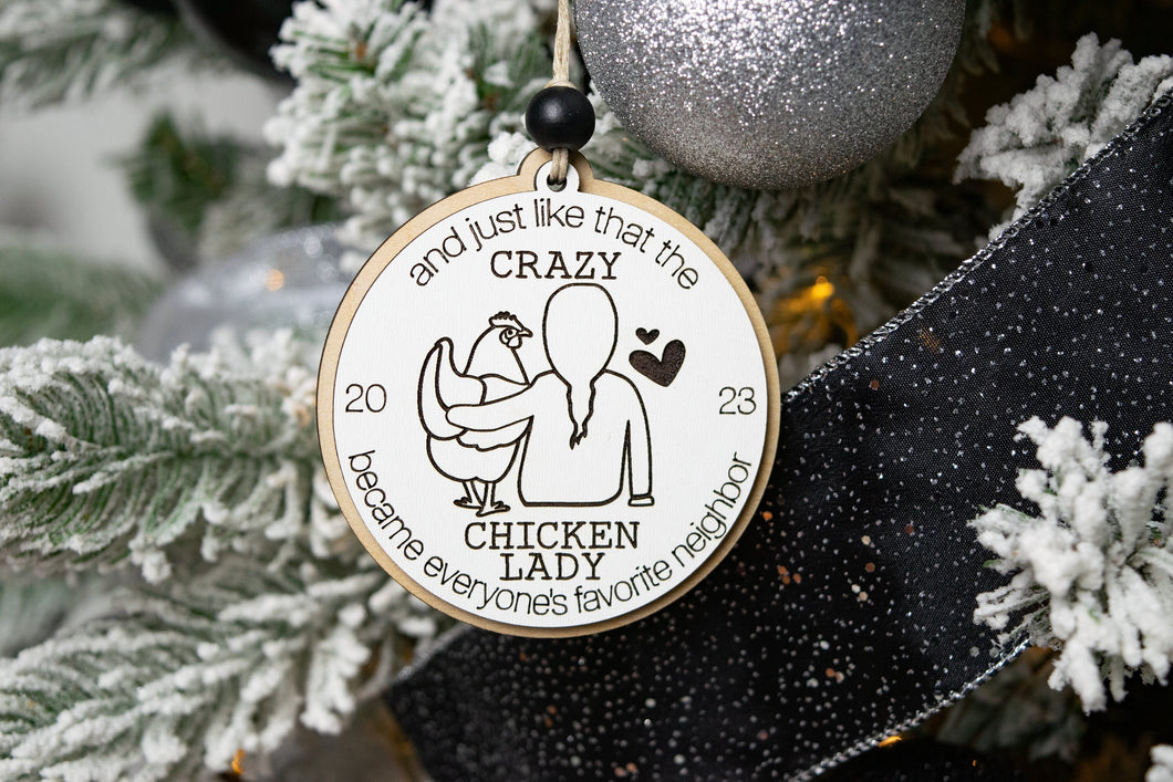 Crazy Chicken Lady Egg Ornament - Funny 2023 Christmas Ornament
