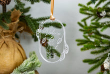 Load image into Gallery viewer, Acrylic Personalized Name Engaged Ornament - Acrylic Leaf and Twig Shaped Christmas Ornament
