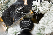 Load image into Gallery viewer, Our 1st Christmas as Mr and Mrs Ornament with Last Name and Year
